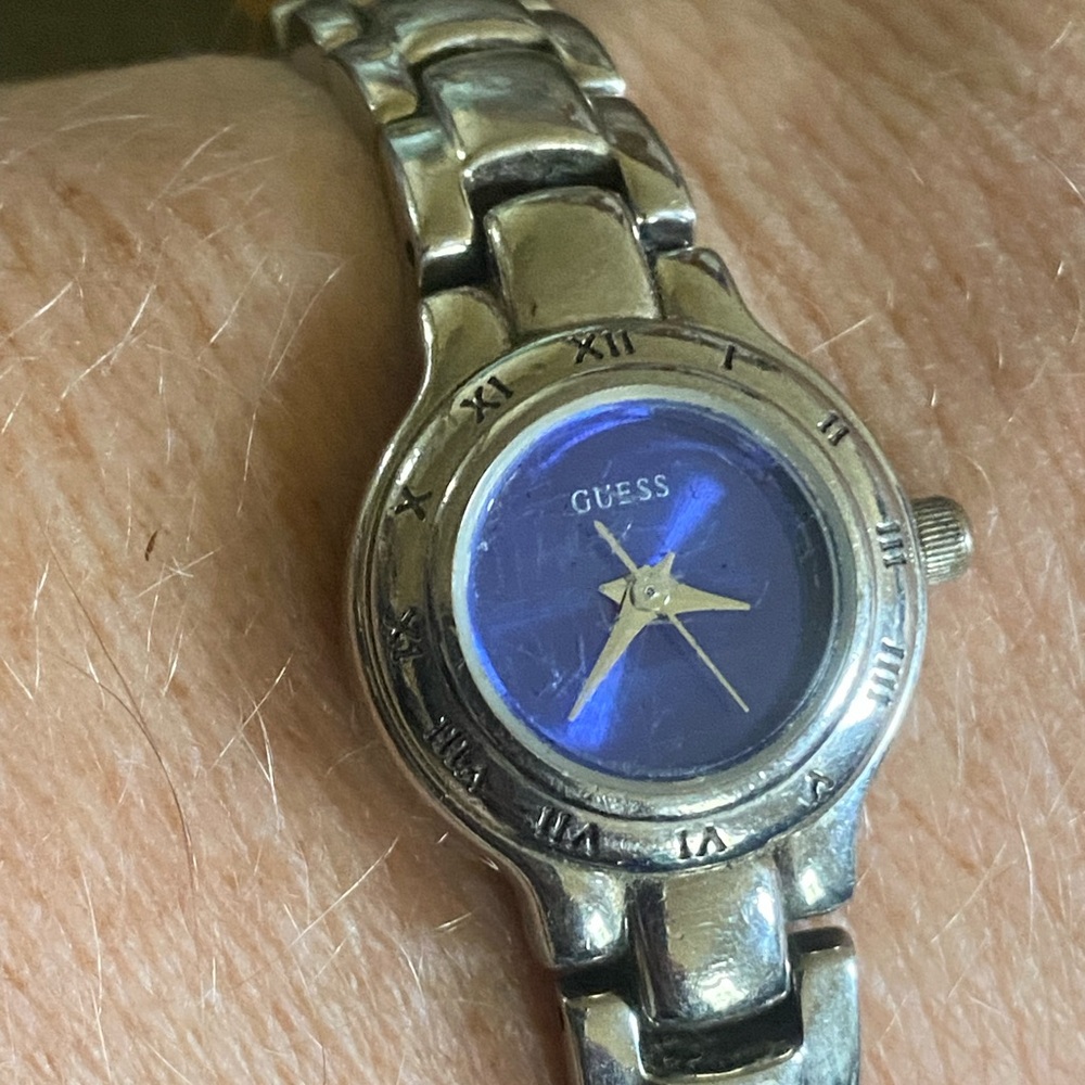 Guess Women's Silver and Blue Watch